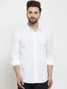 Purple State Men White Slim Fit Solid Casual Shirt