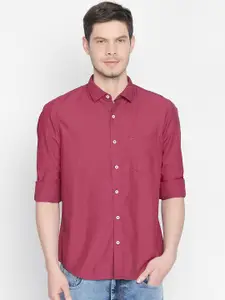 Basics Men Pink Slim Fit Solid Casual Shirt