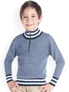 Cherry Crumble Boys Blue & White Striped Pullover Sweater
