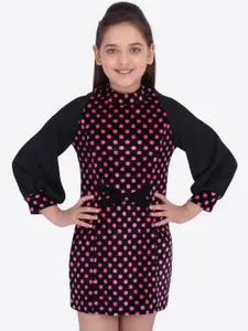 CUTECUMBER Girls Black & Pink Printed Sheath Dress