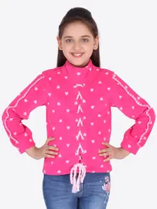 CUTECUMBER Girls Pink & White Printed Sweatshirt