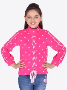 CUTECUMBER Girls Pink & White Printed Sweatshirt