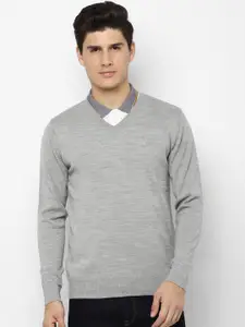 Allen Solly Men Acrylic Grey Solid Pullover Sweater