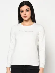 METTLE Women White Solid Sweatshirt