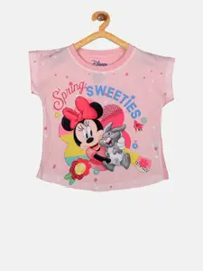 YK Disney Girls Pink Minnie Mouse Print Top