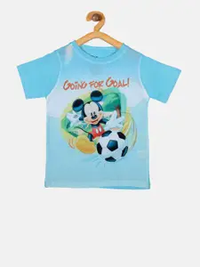 YK Disney Boys Blue Printed Round Neck T-shirt