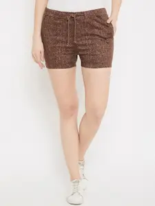 Crimsoune Club Women Brown Printed Slim Fit Regular Shorts