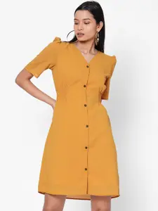 MISH Women Mustard Solid A-Line Dress