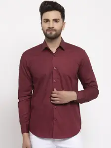 JAINISH Men Maroon Slim Fit Solid Casual Shirt