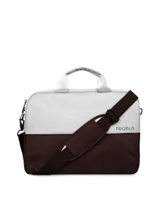 PROBUS Unisex Brown & White Colourblocked Laptop Bag