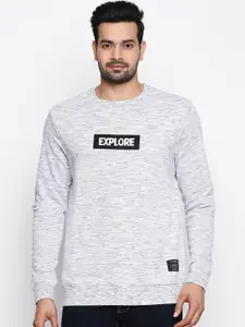 People Men Grey Melange Solid Sweatshirt
