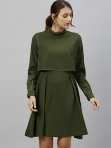 RAREISM Women Green Solid A-Line Dress
