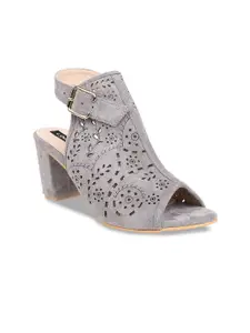 Sherrif Shoes Women Grey Solid Suede Peep Toes