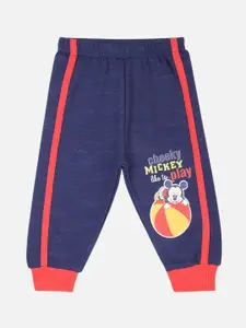 Bodycare First Infant Boys Navy Blue & Red Mickey Mouse Printed Slim-Fit Joggers
