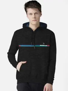 BULLMER Men Black Striped Hoodie Sweatshirt