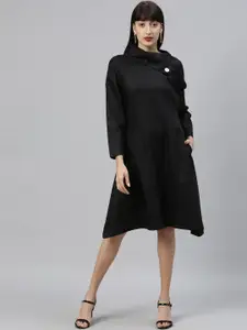 RAREISM Women Black Solid A-Line Dress
