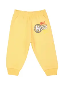 Bodycare First Infant Boys Yellow Printed Slim-Fit Joggers