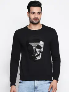 People Men Black & Off-White Printed Sweatshirt
