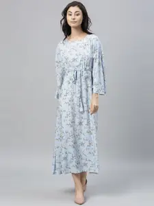 RAREISM Women Blue Printed Maxi Dress