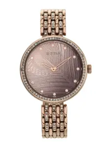 Titan Women Purple & Rose Gold Analogue Watch 95129QM01