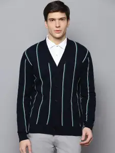 BEN SHERMAN Men Blue & Green Striped Cardigan