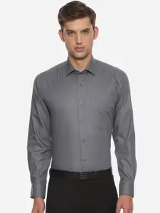 Luxure by Louis Philippe Men Grey Regular Fit Self Design Formal Shirt