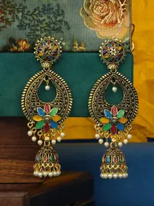 ANIKAS CREATION Gold-Plated Contemporary Jhumkas