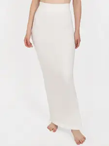 Beau Design Women White Solid Saree Shapewear