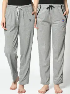 VIMAL JONNEY Women Grey Pack Of 2 Solid Lounge Pants