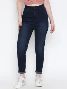 People Women Blue Tapered Fit Jeans