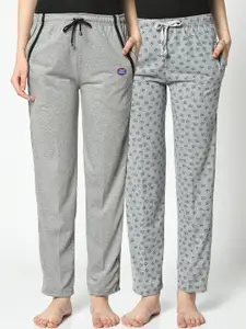 VIMAL JONNEY Women Pack Of 2 Grey Printed Lounge Pants