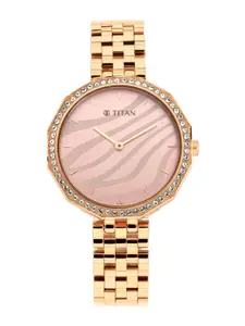 Titan Women Rose Gold & Rose Analogue Watch 95132WM01