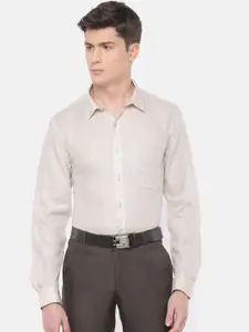 Ramraj Men Grey Slim Fit Solid Linen Formal Shirt