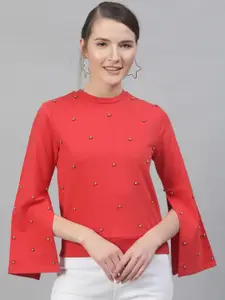 STREET 9 Women Red Embellished Sweatshirt