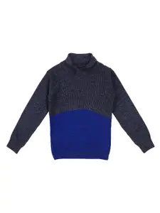 Pantaloons Junior Boys Blue & Grey Colourblocked Pullover Sweater