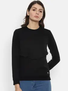 Van Heusen Woman Women Black Solid Sweatshirt