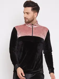 FUGAZEE Men Black & Pink Colourblocked Sweatshirt
