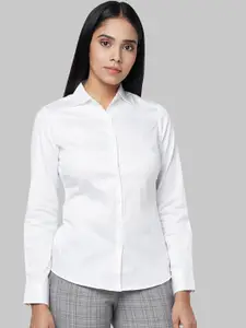 Park Avenue Woman Women White Regular Fit Solid Formal Shirt