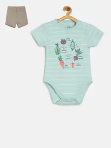 MINI KLUB Infant Boys Green & Brown Bodysuit & Shorts