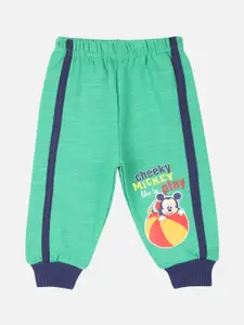 Bodycare First Infant Boys Green & Yellow Mickey Mouse Print Slim-Fit Joggers