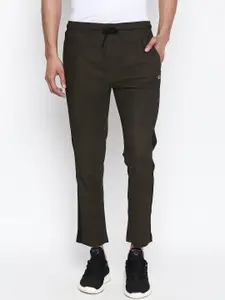 Ajile by Pantaloons Men Olive Green & Black Solid Slim Fit Track Pants
