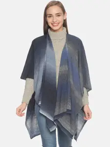 513 Women Blue & Grey Woven Design Kimono Shrug