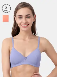 Susie Pack Of 2 Lavender & Peach Solid Lightly-Padded Non-Wired Everyday Bra shy-com-73