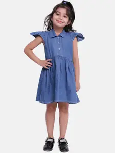 BownBee Girls Blue Solid Shirt Dress