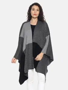 513 Women Black & Grey Woven-Design Kimono Shrug