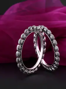 Yellow Chimes Set Of 2 Oxidised Silver-Plated Handcrafted Bangles