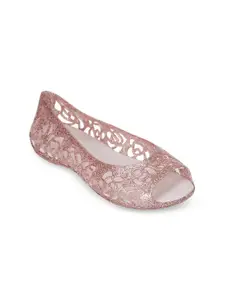 Crocs Isabella  Girls Pink Laser Cut Open Toe Flats