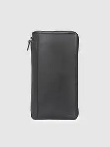 Pacific Gold Men Black Solid Leather Passport Holder