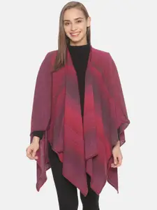 513 Women Pink & Grey Striped Acrylic Kimono Shrug