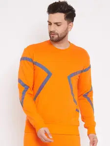 FUGAZEE Men Orange Reflective Taped Sweatshirt